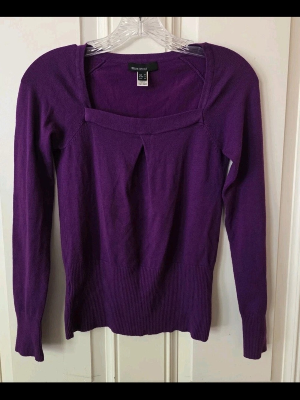 Mango Purple Basic Scoop Neck Knit Top